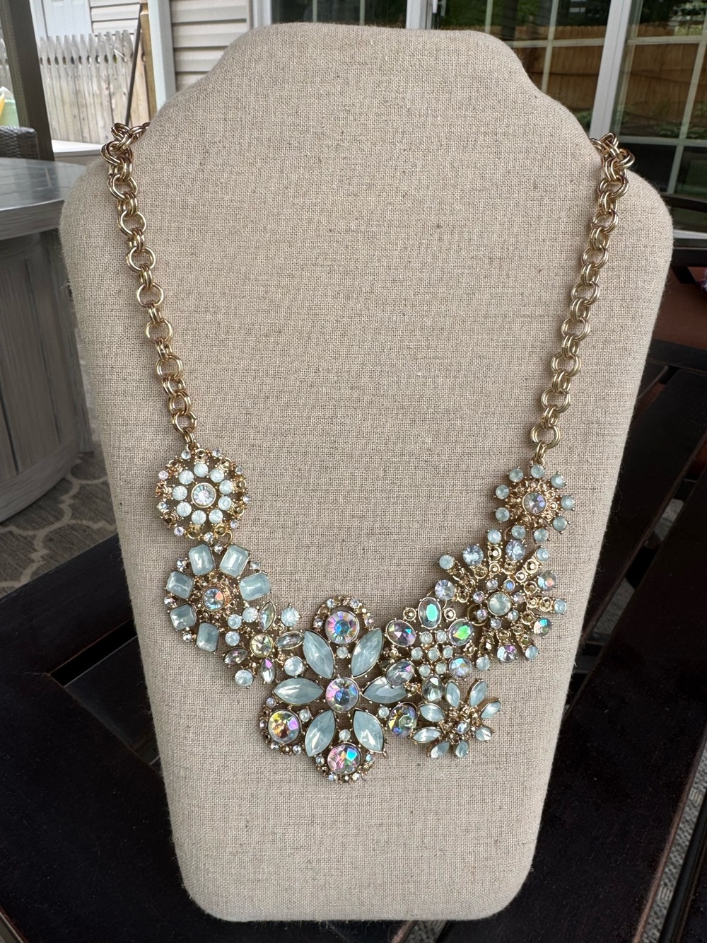 Icing Iridescent Aurora Borealis Rhinestone Statement Necklace